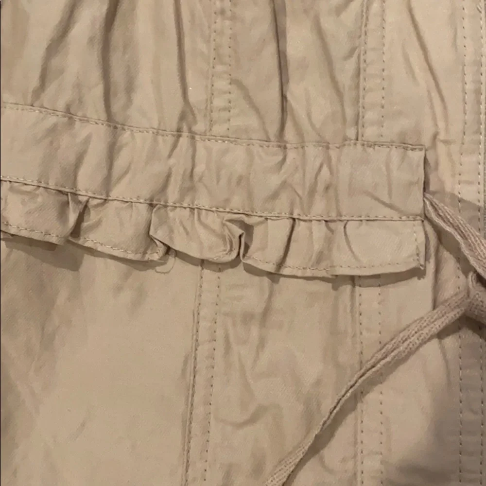 Tan Ruffle Trim Drawstring Jacket - Picture 2 of 5